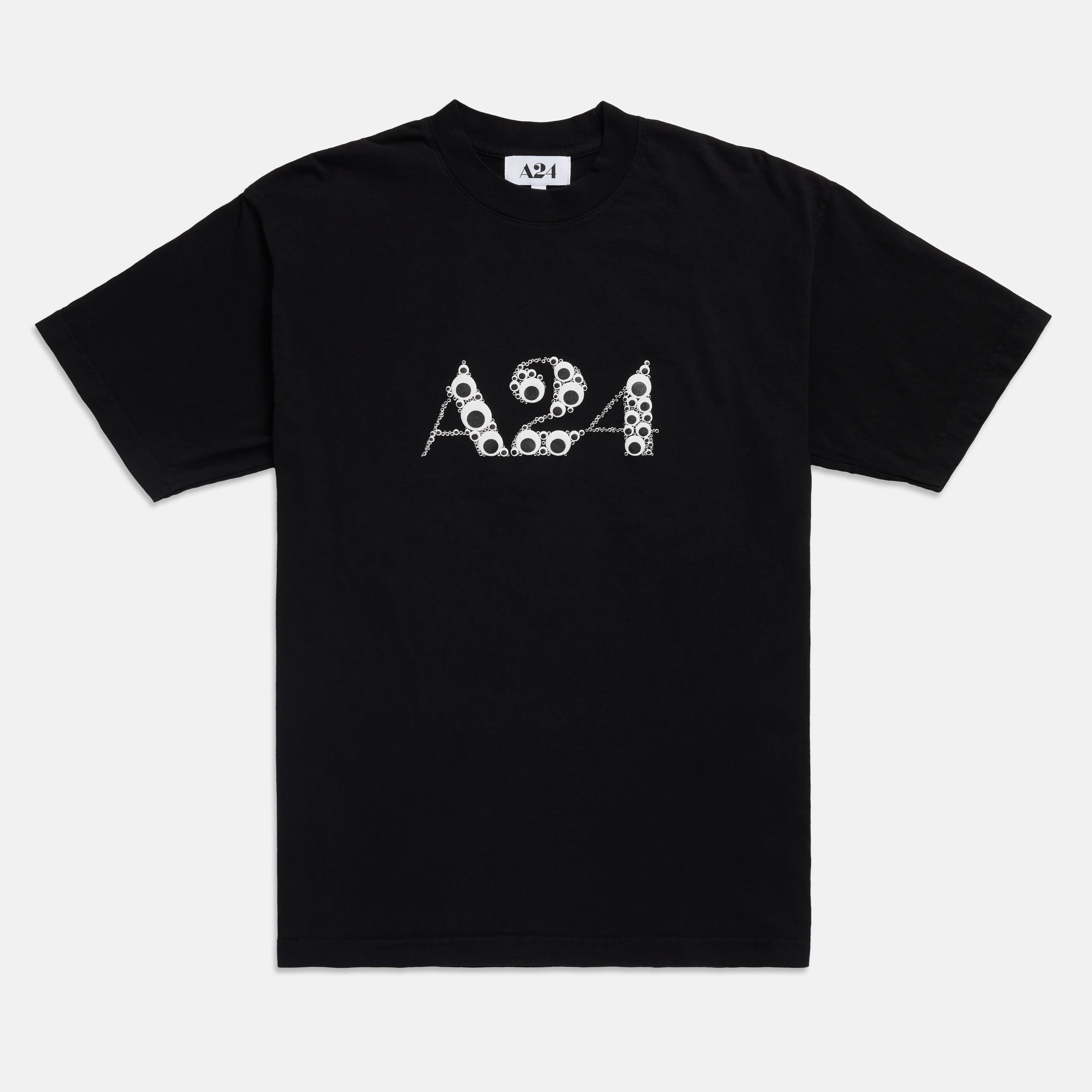 Black Googly Eye Puff Print Logo Tee